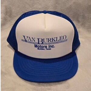 Van Burk Leo Motors Inc‎ McAllen Texas Trucker Hat Blue White Mesh Cap